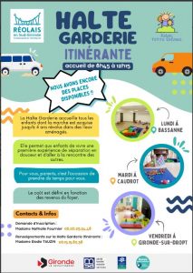 Des places sont disponibles pour la Halte Garderie Itinérante, et dans les crèches du territoire.